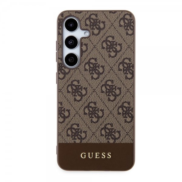 Guess Samsung Galaxy S24 Plus Bottom Stripe Metal Logo Brun