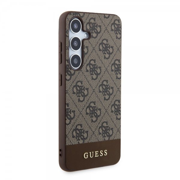Guess Samsung Galaxy S24 Plus Bottom Stripe Metal Logo Brun