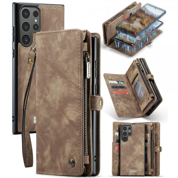 CaseMe Samsung Galaxy S24 Ultra Etui 008 Series Avtakbart Deksel Brun
