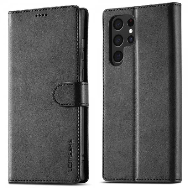 Lc.Imeeke Samsung Galaxy S24 Ultra Etui med Kortlomme stativfunksjon Svart