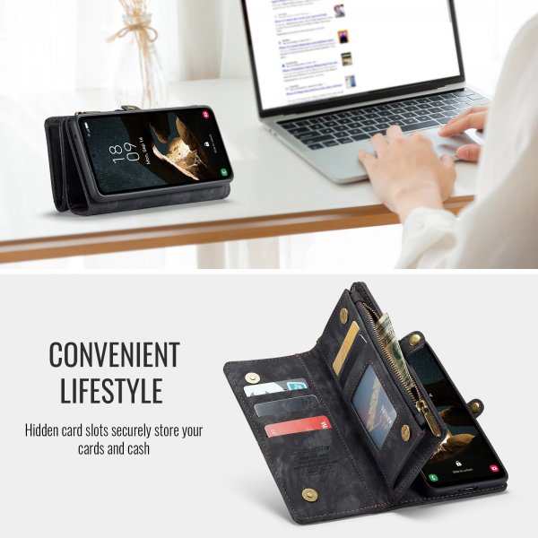 CaseMe Samsung Galaxy S25 FE Etui 008 Series Avtakbart Deksel Svart