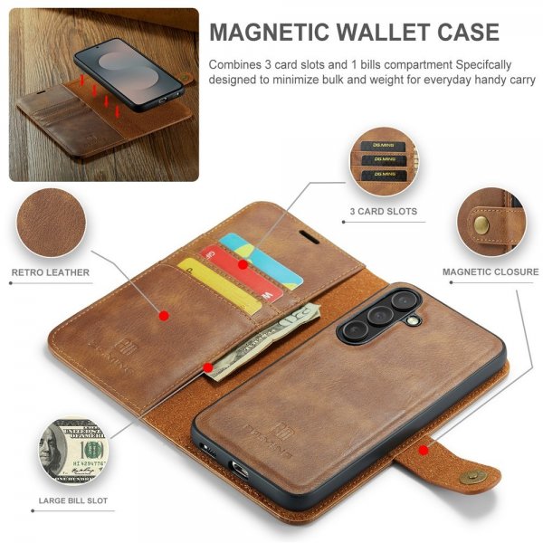 Dg.Ming Samsung Galaxy S25 FE Etui Avtagbart Deksel Brun
