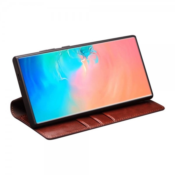 Qialino Samsung Galaxy S25 Etui Ekte Skinn Svart