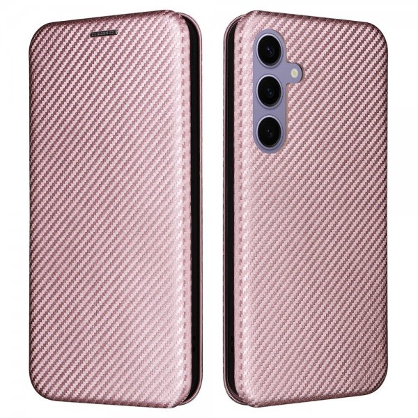 Samsung Galaxy S25 Etui Karbonfibertekstur Rosegull