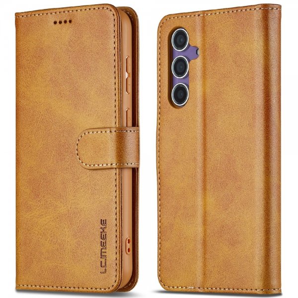Lc.Imeeke Samsung Galaxy S25 Etui med Kortlomme stativfunksjon Lysebrun