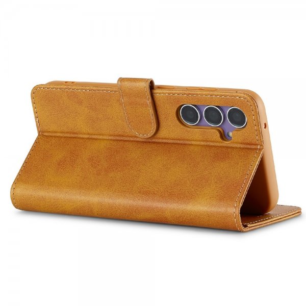 Lc.Imeeke Samsung Galaxy S25 Etui med Kortlomme stativfunksjon Lysebrun