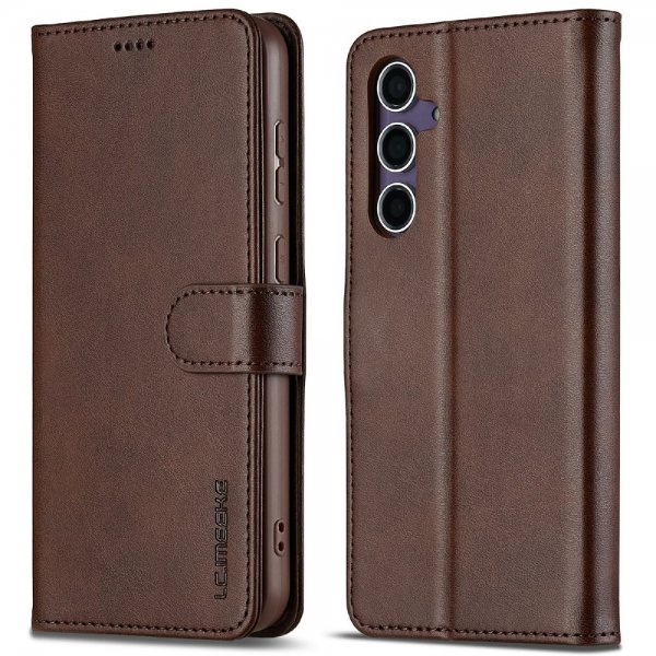 Lc.Imeeke Samsung Galaxy S25 Etui med Kortlomme stativfunksjon Mørkebrun