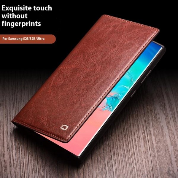 Qialino Samsung Galaxy S25 Plus Etui Ekte Skinn Svart