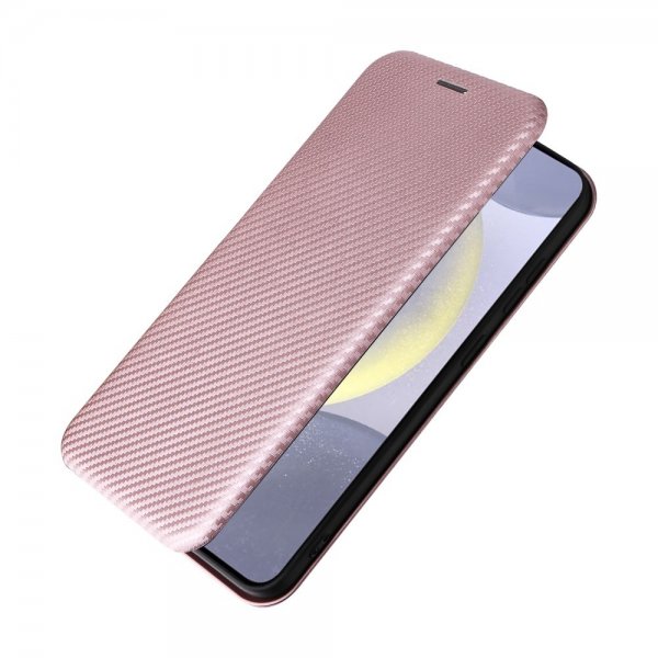 Samsung Galaxy S25 Plus Etui Karbonfibertekstur Rosegull