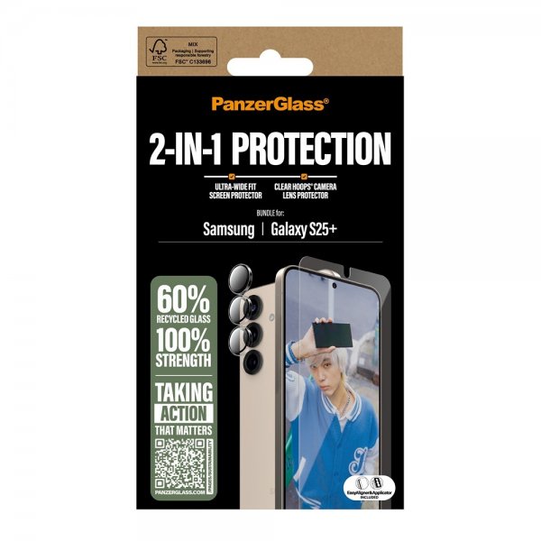 PanzerGlass Samsung Galaxy S25 Plus Skjermbeskytter og Kamerabeskytter 2-in-1 Bundle