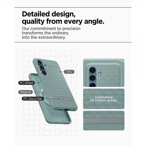 Spigen Samsung Galaxy S25 Deksel Parallax MagFit Sage Green