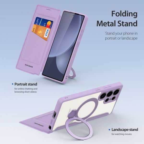 Dux Ducis Samsung Galaxy S25 Ultra Etui Skin X Pro Series Kickstand MagSafe Lilla