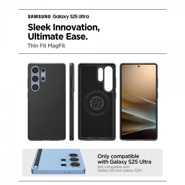 Spigen Samsung Galaxy S25 Ultra Deksel Thin Fit MagFit Svart