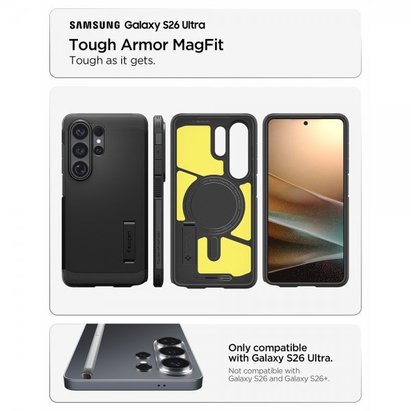 Spigen Samsung Galaxy S26 Ultra Deksel Tough Armor MagFit Svart