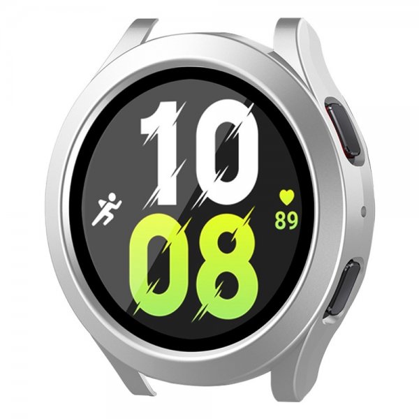 ENKAY Samsung Galaxy Watch 4/5 44mm Deksel Innebygd skjermbeskytter Sølv