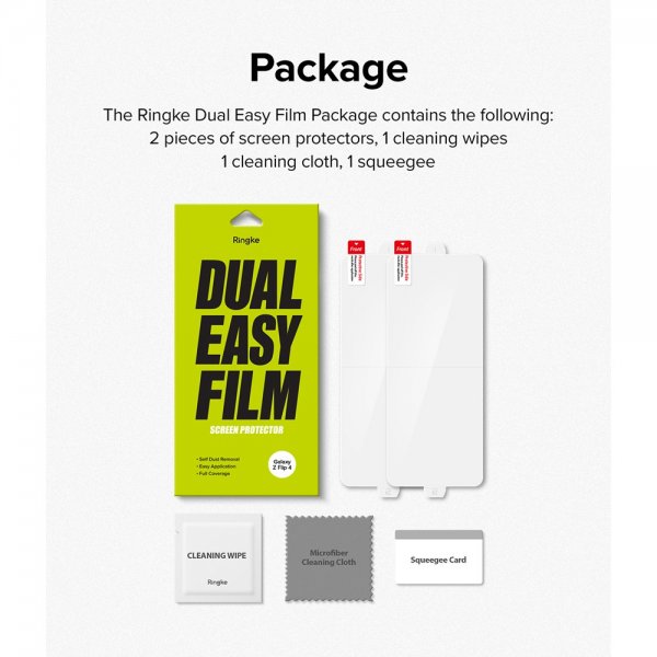 Ringke Samsung Galaxy Z Flip 4 Skjermbeskytter Dual Easy Film 2-pakning