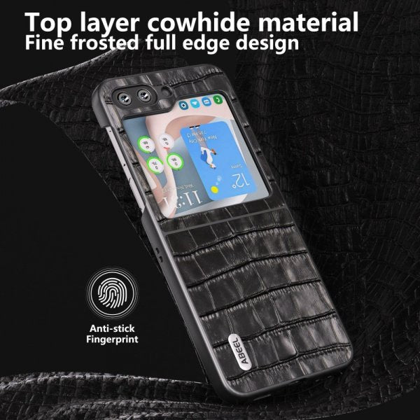 ABEEL Samsung Galaxy Z Flip 5 Deksel Krokodillemønster Svart