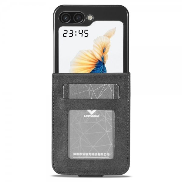 Lc.Imeeke Samsung Galaxy Z Flip 6/Flip 7 FE Etui med Kortlomme stativfunksjon Svart