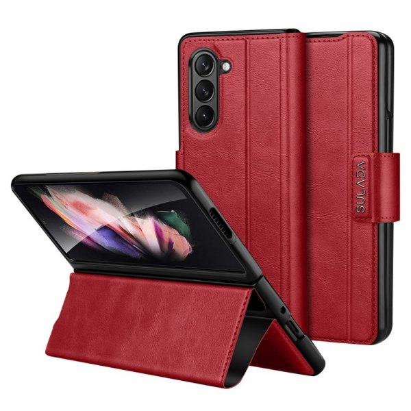 Sulada Samsung Galaxy Z Fold 5 Etui Stativfunksjon Rød