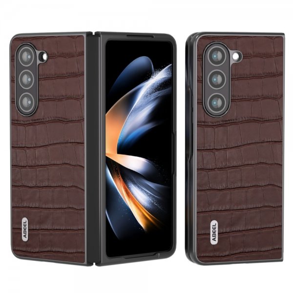 ABEEL Samsung Galaxy Z Fold 5 Deksel Krokodillemønster Brun