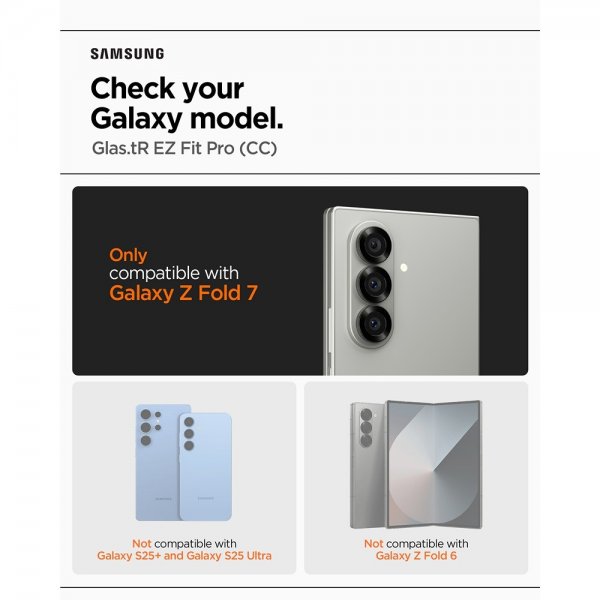 Spigen Samsung Galaxy Z Fold 7 Skjermbeskytter GLAS.tR EZ Fit Pro 2-pakning