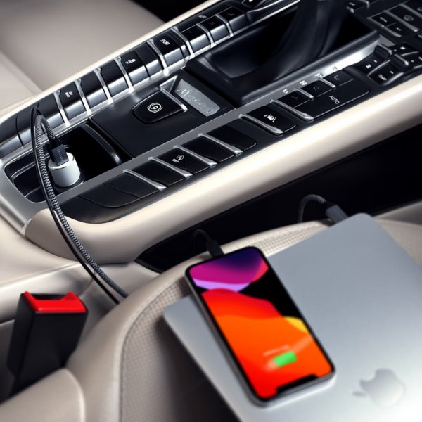 Satechi Mobillader til bil med PD 1xUSB-C och 1xUSB-A Rymdgrå