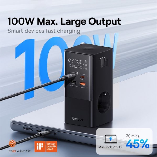 Baseus Lader PowerCombo Tower Power Strip 100W