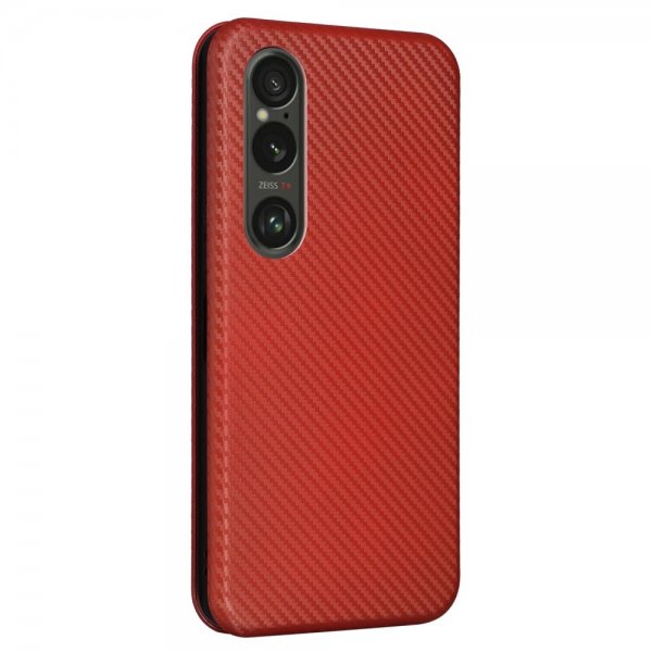 Sony Xperia 1 VI Etui Karbonfibertekstur Brun