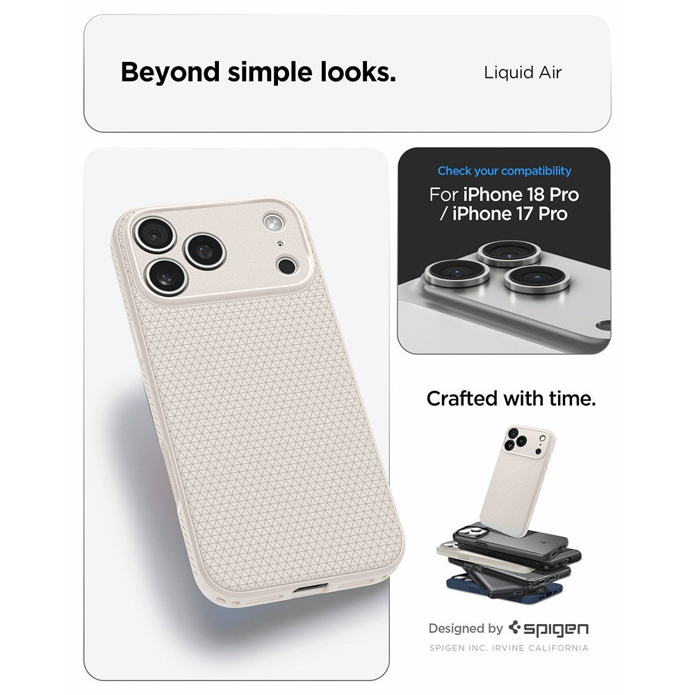 Spigen iPhone 17 Pro/iPhone 18 Pro Deksel Liquid Air Natural Titan