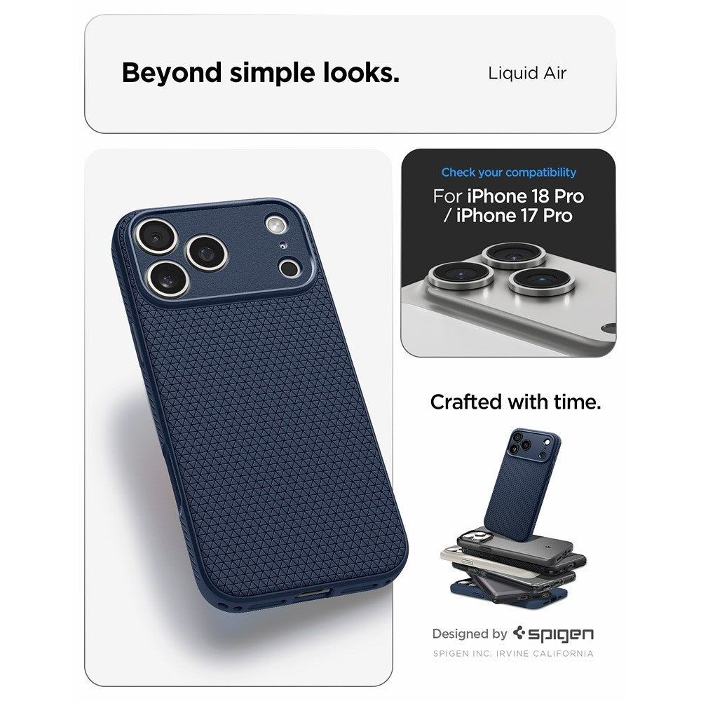 Spigen iPhone 17 Pro/iPhone 18 Pro Deksel Liquid Air Navy Blue