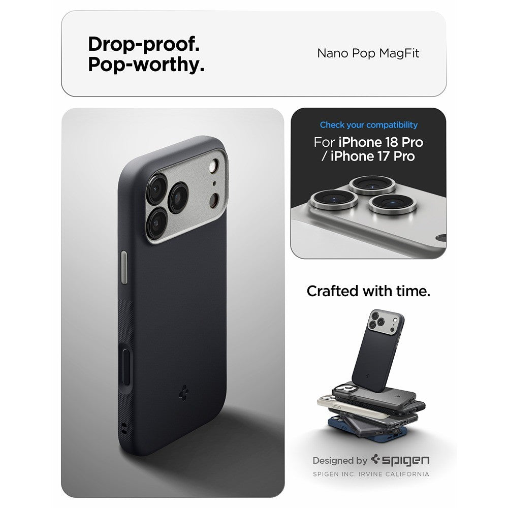 Spigen iPhone 17 Pro/iPhone 18 Pro Deksel Nano Pop MagFit Black Sesame