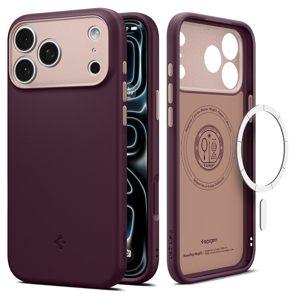 Spigen iPhone 17 Pro/iPhone 18 Pro Deksel Nano Pop MagFit Burgundy Bean