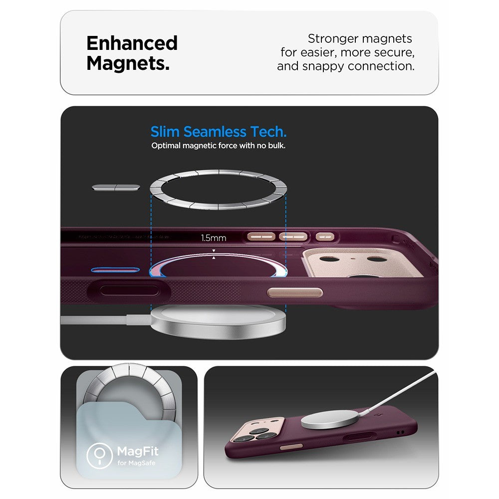Spigen iPhone 17 Pro/iPhone 18 Pro Deksel Nano Pop MagFit Burgundy Bean