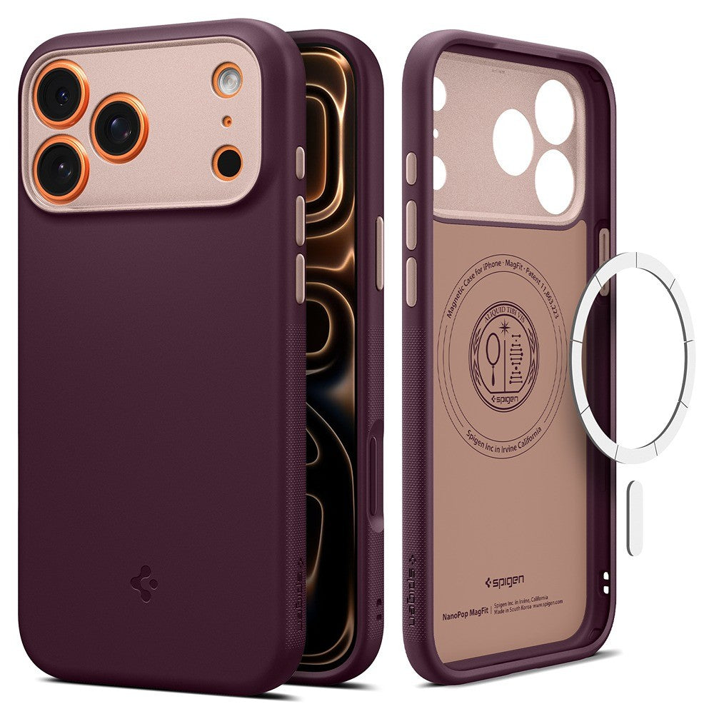 Spigen iPhone 17 Pro/iPhone 18 Pro Deksel Nano Pop MagFit Burgundy Bean