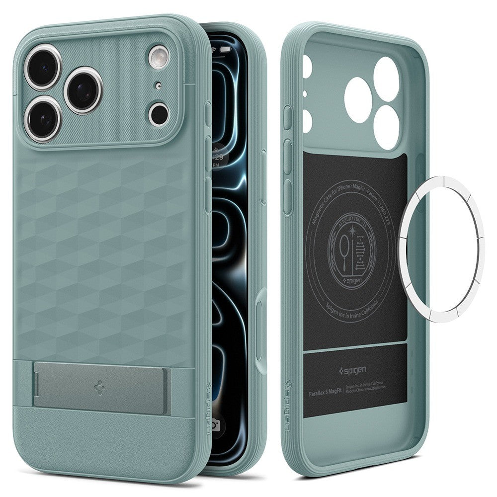 Spigen iPhone 17 Pro/iPhone 18 Pro Deksel Parallax S MagFit salviegrønn