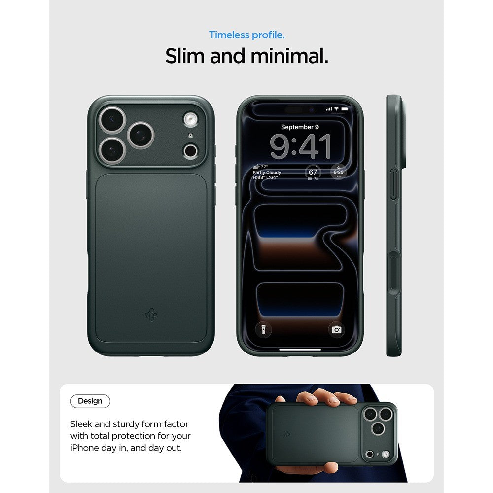 Spigen iPhone 17 Pro/iPhone 18 Pro Deksel Thin Fit MagFit Abyss Green