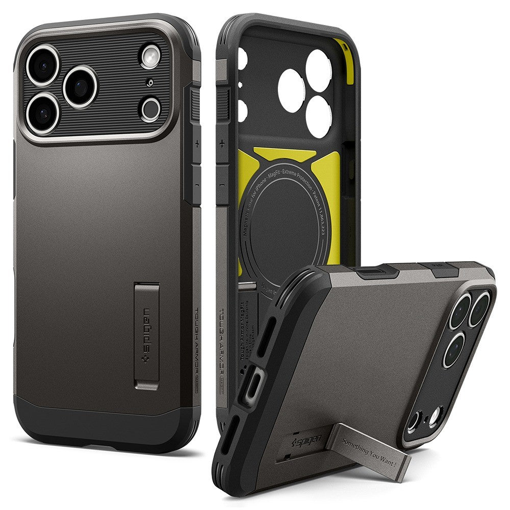 Spigen iPhone 17 Pro/iPhone 18 Pro Deksel Tough Armor T MagFit Gunmetal