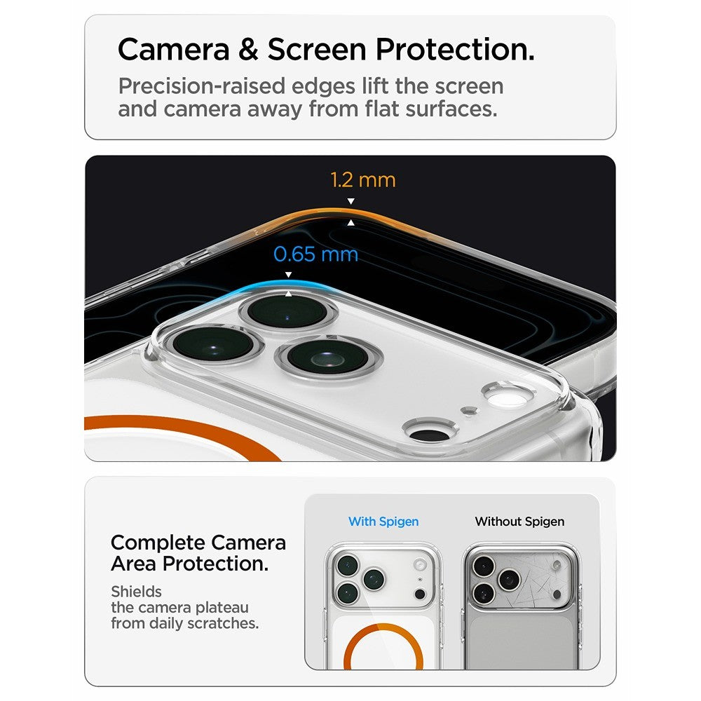 Spigen iPhone 17 Pro/iPhone 18 Pro Deksel Ultra Hybrid MagFit Clear Oransje