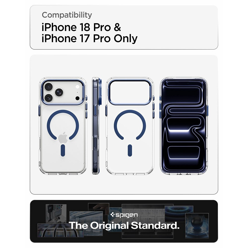 Spigen iPhone 17 Pro/iPhone 18 Pro Deksel Ultra Hybrid Optik S MagFit Clear Deep Blue
