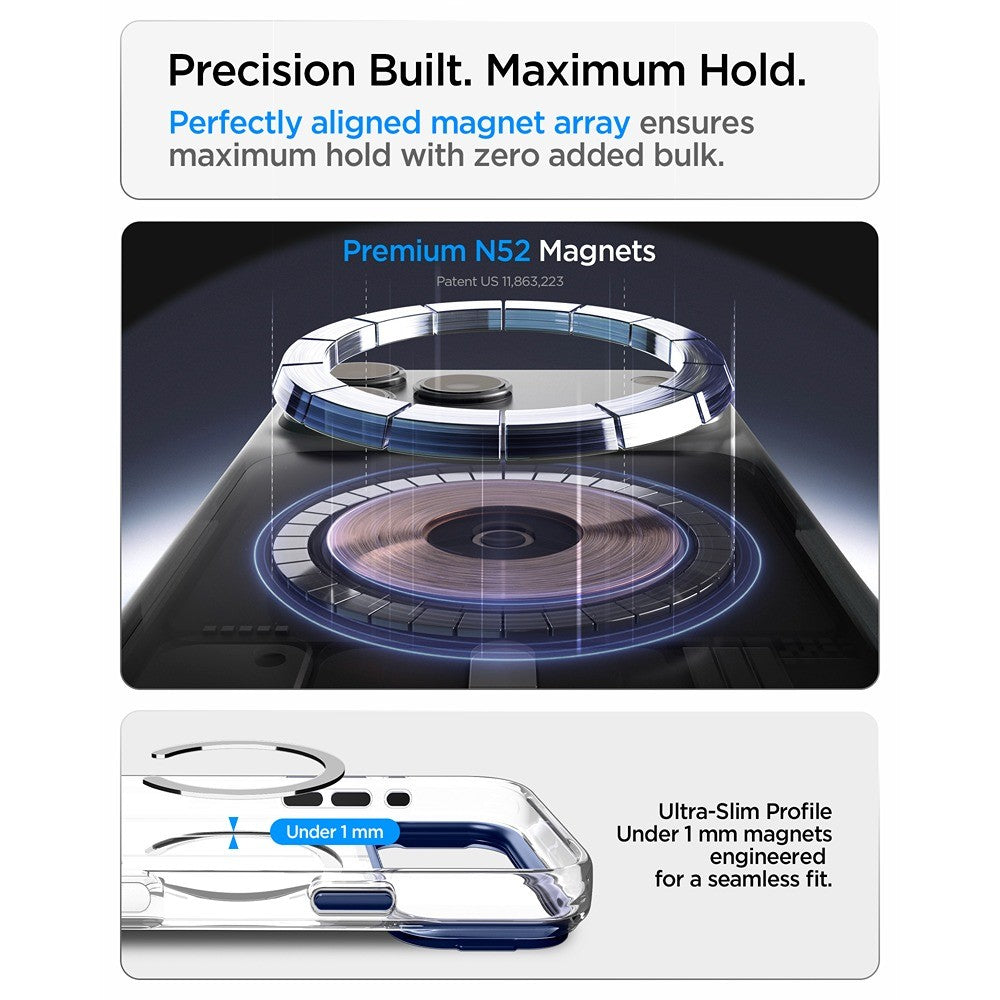 Spigen iPhone 17 Pro/iPhone 18 Pro Deksel Ultra Hybrid Optik S MagFit Clear Deep Blue