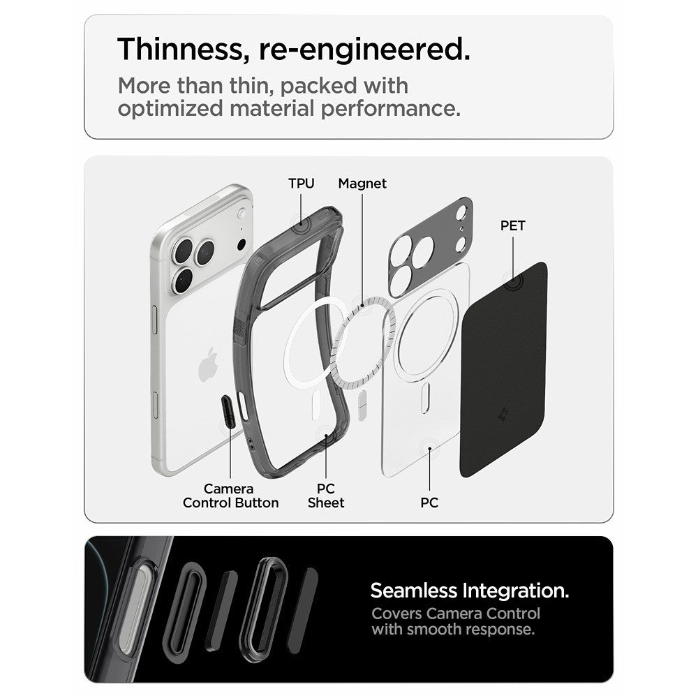 Spigen iPhone 17 Pro/iPhone 18 Pro Deksel Ultra Hybrid T MagFit Matte Black