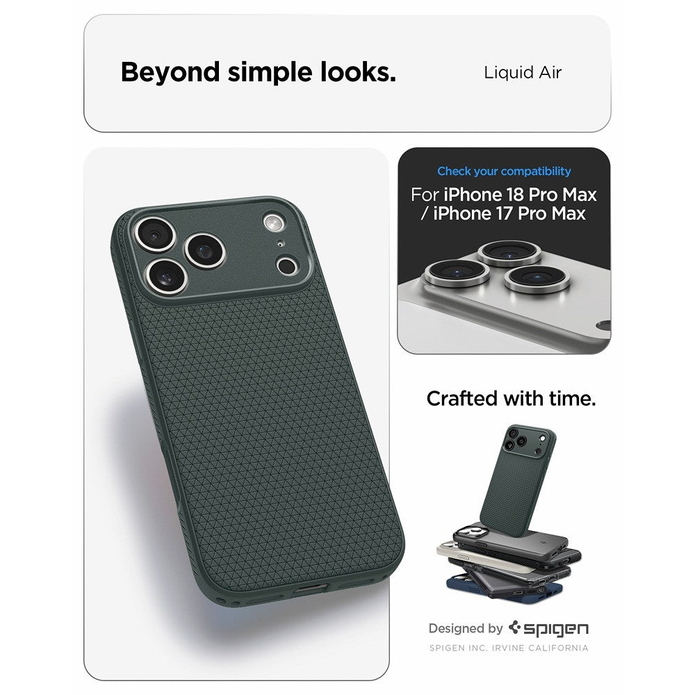Spigen iPhone 17 Pro Max/iPhone 18 Pro Max Deksel Liquid Air Abyss Green