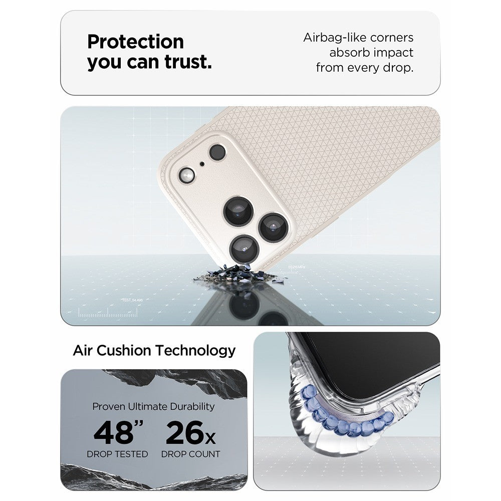 Spigen iPhone 17 Pro Max/iPhone 18 Pro Max Deksel Liquid Air Natural Titan