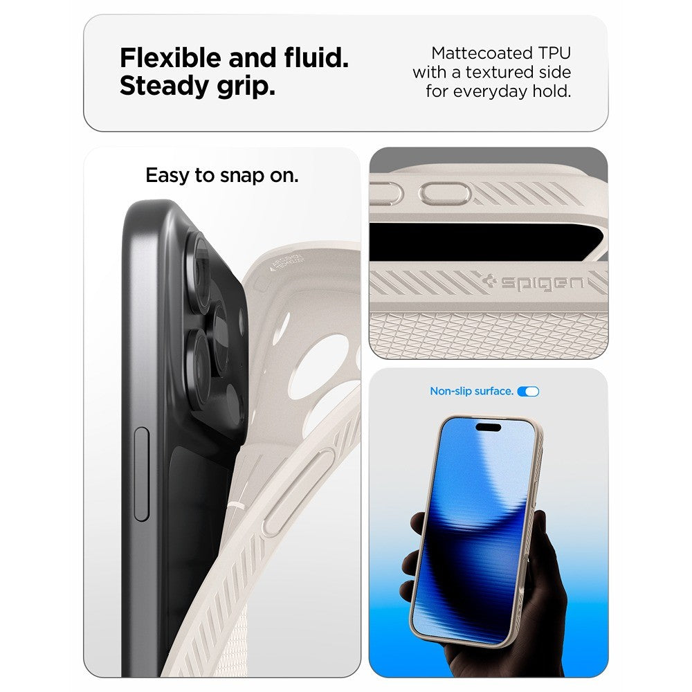 Spigen iPhone 17 Pro Max/iPhone 18 Pro Max Deksel Liquid Air Natural Titan