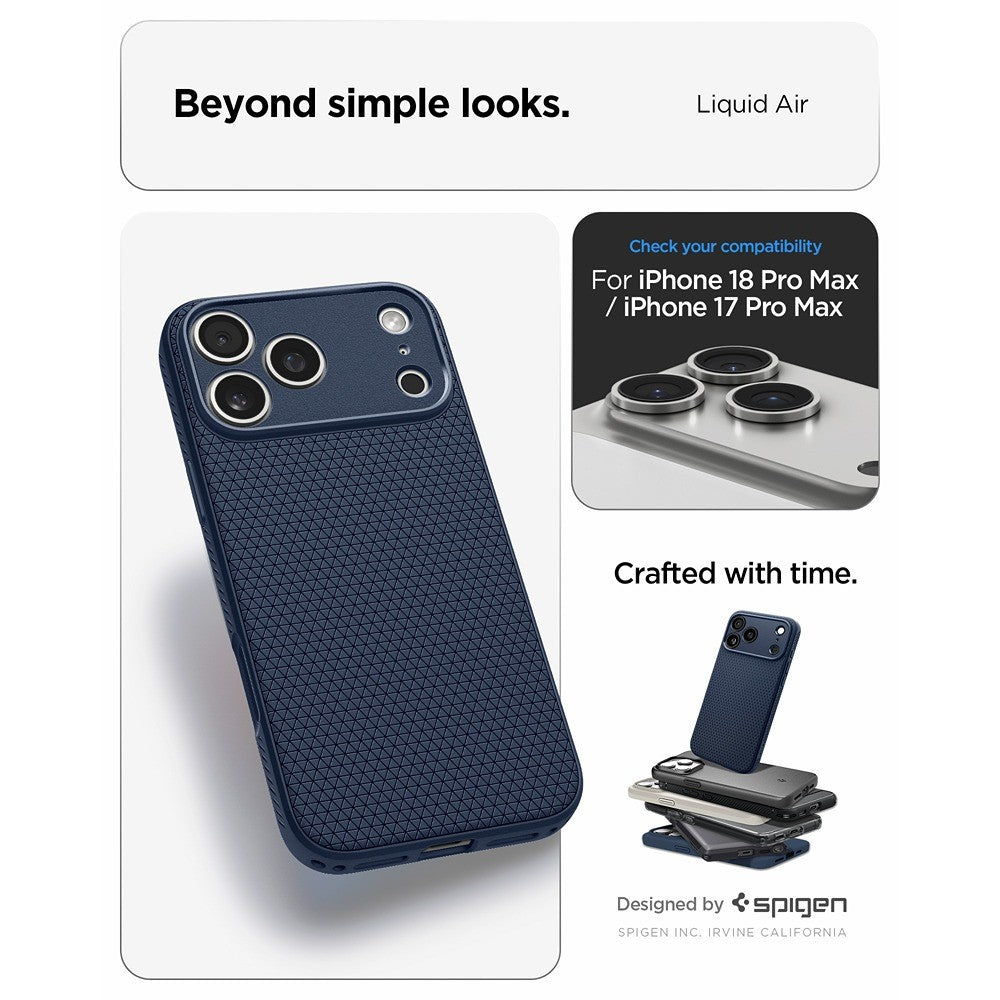 Spigen iPhone 17 Pro Max/iPhone 18 Pro Max Deksel Liquid Air Navy Blue