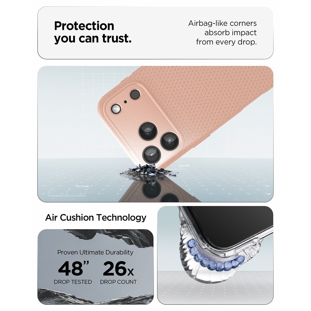 Spigen iPhone 17 Pro Max/iPhone 18 Pro Max Deksel Liquid Air Rose Titan
