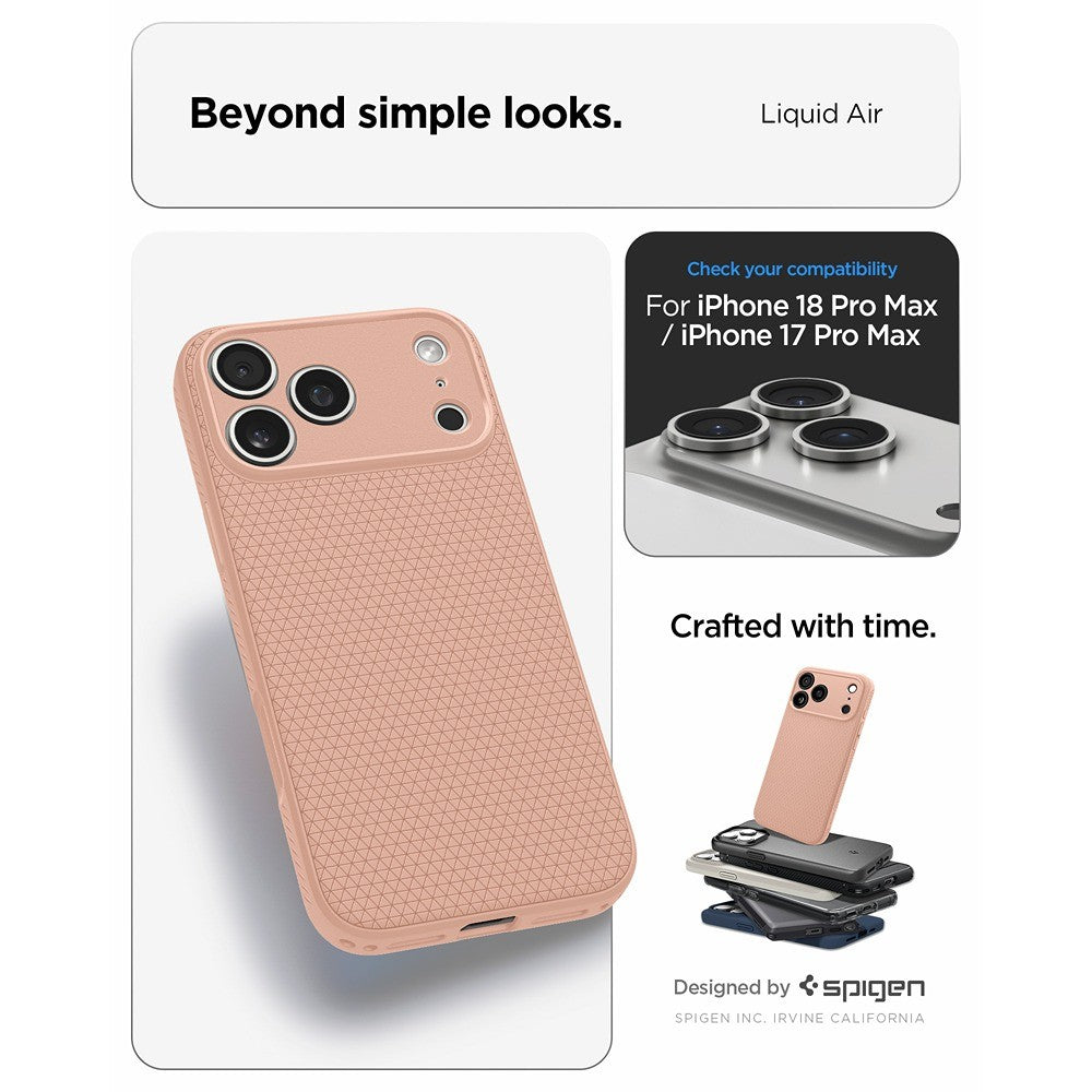 Spigen iPhone 17 Pro Max/iPhone 18 Pro Max Deksel Liquid Air Rose Titan