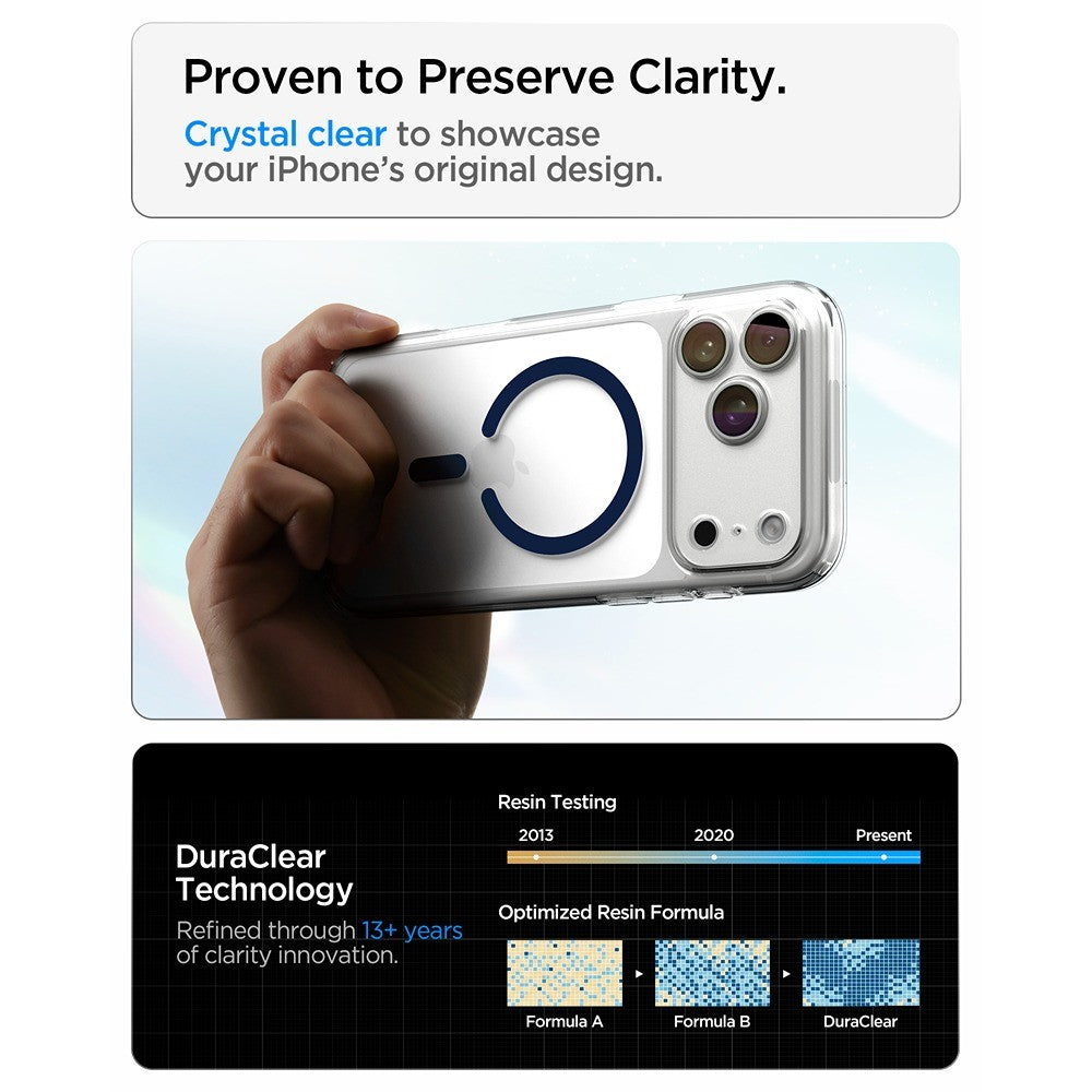 Spigen iPhone 17 Pro Max/iPhone 18 Pro Max Deksel Ultra Hybrid MagFit Clear Deep Blue