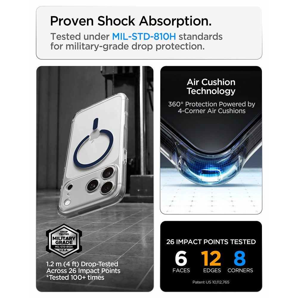 Spigen iPhone 17 Pro Max/iPhone 18 Pro Max Deksel Ultra Hybrid MagFit Clear Deep Blue