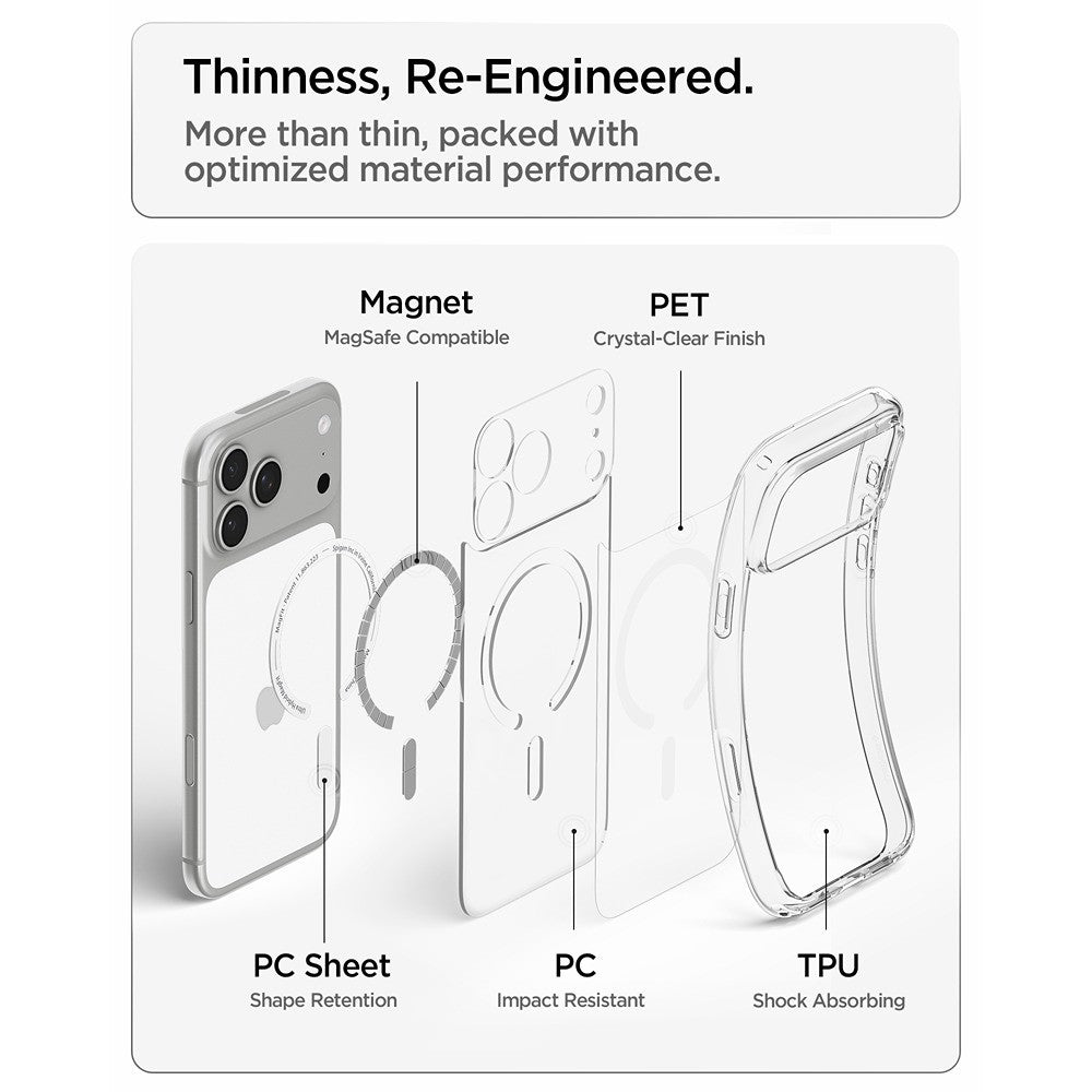 Spigen iPhone 17 Pro Max/iPhone 18 Pro Max Deksel Ultra Hybrid MagFit Clear White